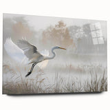 Acrylic glass wall art showcasing a vibrant marsh and swamp landscape design, side view highlighting intricate details and colors, ideal for nature-themed decor.