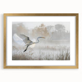 Elegant wall art featuring a marsh landscape design, framed in gold with a mat, showcasing serene swamp colors and intricate details for home decor enhancement.
