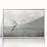 Framed acrylic wall art showcasing a serene marsh landscape scene, featuring lush greenery and gentle water reflections, ideal for nature-inspired decor.