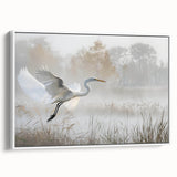 Framed canvas wall art depicting a serene marsh landscape with vibrant greenery and soft blue sky, ideal for enhancing home decor with nature-inspired elegance.