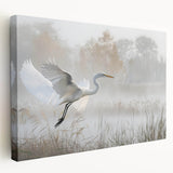Stretched canvas art piece showcasing a vibrant landscape of a marsh and swamp, featuring lush greenery and reflective water, perfect for nature enthusiasts' home decor.