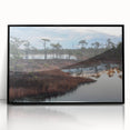 Framed acrylic wall art showcasing a serene marsh landscape with vibrant greens and blues, designed to enhance modern home decor with a touch of nature.