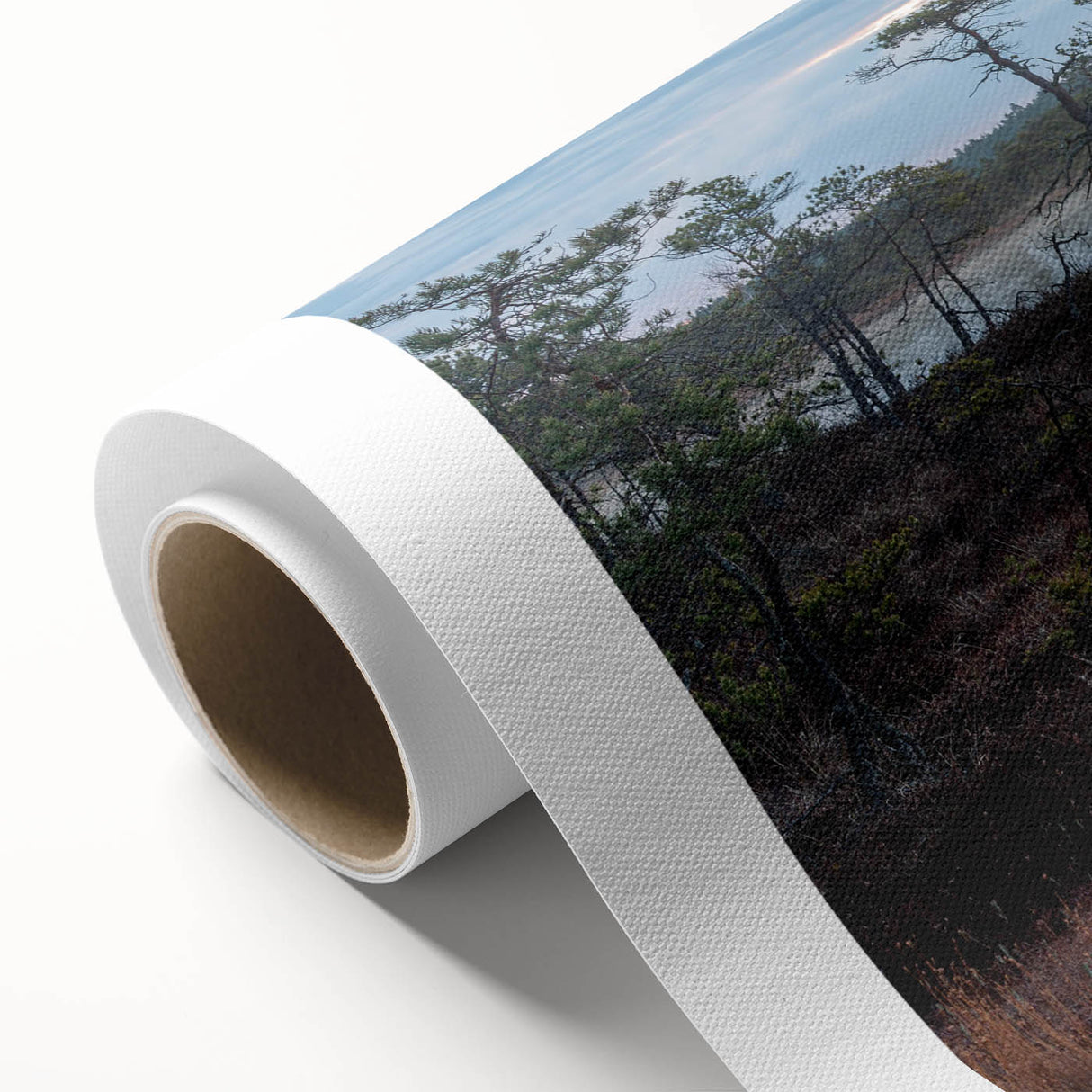Lush green marsh landscape with vibrant reflections on water, captured in a rolled canvas wall art design, perfect for nature-themed decor and home styling.