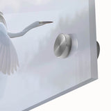 Close-up of a vibrant acrylic glass wall art piece depicting a serene marsh landscape, showcasing lush greenery and tranquil water reflections, perfect for home decor.