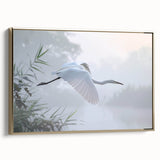 Framed canvas wall art featuring a serene marsh landscape with lush greenery and golden accents, ideal for home decor and nature-themed interiors.