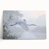 Stretched canvas wall art featuring a serene marsh landscape with vibrant green hues and soft reflections, perfect for enhancing home decor and creating a calming atmosphere. Ideal for nature lovers and interior design enthusiasts seeking unique artwork.