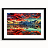 Framed wall art showcasing a serene marsh landscape with lush greenery, set in a sleek black frame with a mat, perfect for home or office decor.