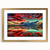 Framed wall art showcasing a serene marsh landscape in a swamp design, featuring a gold frame and mat, perfect for enhancing home decor with nature-inspired elegance.