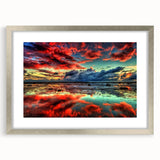 Framed wall art showcasing a serene marsh landscape design, featuring lush greenery and tranquil water reflections, accented by a silver mat and frame. Ideal for nature lovers and home decor enthusiasts.