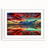 Framed wall art showcasing a serene marsh landscape design with vibrant greens and blues, featuring a white mat and sleek frame, perfect for home decor.