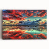 Stretched canvas wall art depicting a serene marsh landscape with lush greenery and calm water, ideal for nature-themed decor and home aesthetics.