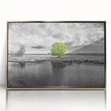 Framed wall art showcasing a vibrant marsh and swamp landscape design, featuring rich greens and blues, accented with a gold frame for a modern touch. Ideal for nature enthusiasts and home decor.