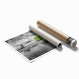 Vibrant rolled print of a serene marsh landscape, showcasing lush greenery and tranquil water reflections, ideal for nature-themed wall decor.