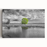 Vibrant stretched canvas wall art depicting a serene marsh landscape with lush greenery and water reflections, perfect for enhancing home decor and nature-inspired themes.