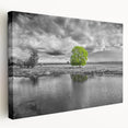 Stretched canvas wall art showcasing a serene marsh landscape with lush greenery and tranquil water reflections, perfect for nature enthusiasts and home decor.