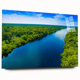 Acrylic glass wall art featuring a vibrant marsh landscape design, showcasing lush greenery and tranquil water reflections, ideal for nature-themed decor.