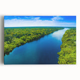 Vibrant stretched canvas art depicting a serene marsh landscape with lush greenery and tranquil water, perfect for enhancing home decor with nature-inspired themes.