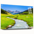 Acrylic glass wall art collection showcasing a vibrant marsh and swamp landscape design, featuring a side view with decorative pins for hanging. Perfect for nature-inspired decor.