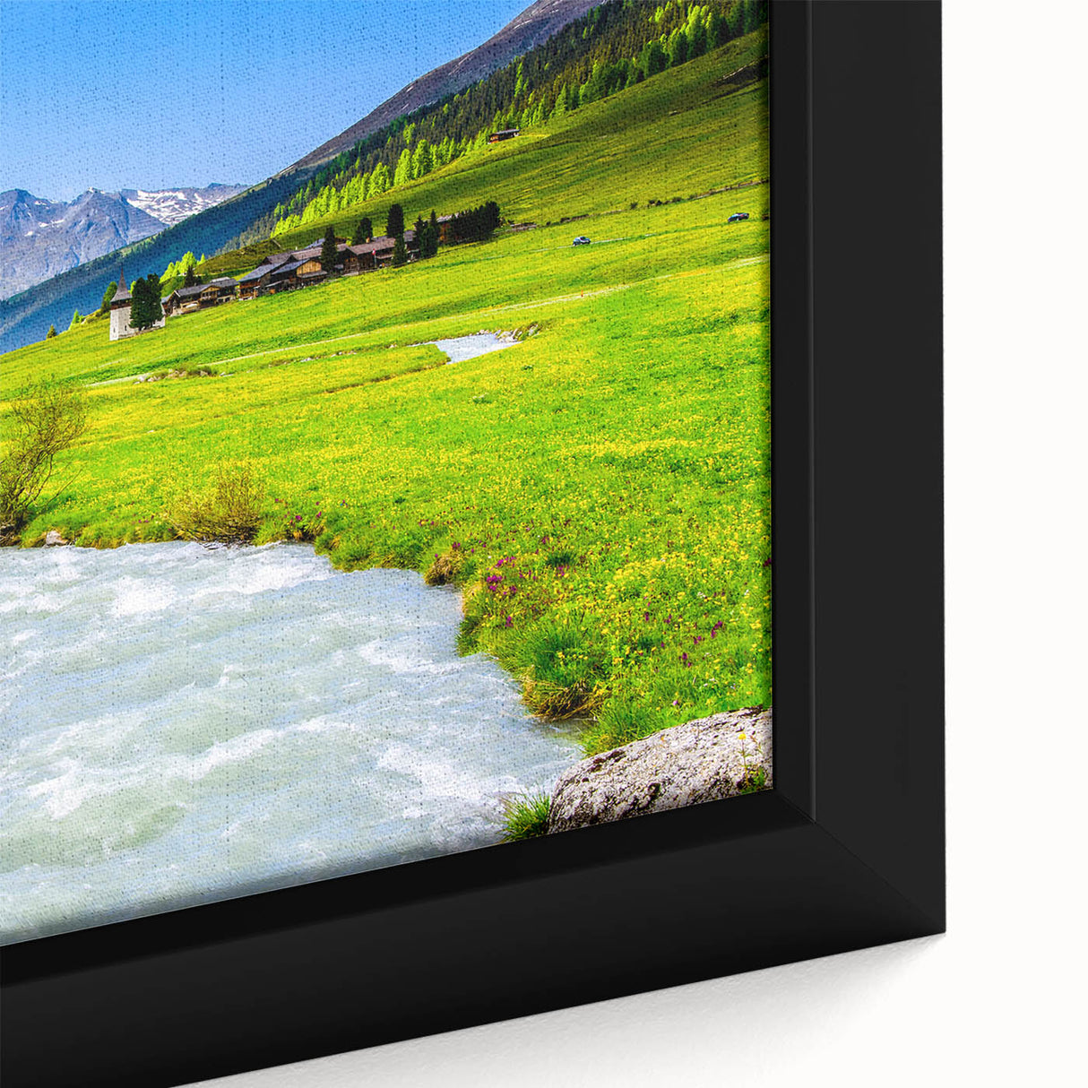 Framed canvas wall art showcasing a vibrant marsh landscape, featuring lush greenery and reflective water, ideal for enhancing home decor with nature's beauty.