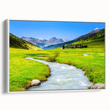 Framed canvas wall art showcasing a serene marsh landscape with lush greenery and calm water, perfect for enhancing home decor with nature-themed aesthetics.
