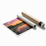 Vibrant rolled print of a serene marsh landscape featuring lush greenery and tranquil waters, perfect for enhancing home decor with nature-inspired art.