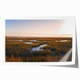 Vibrant, rolled print of a tranquil marsh landscape, showcasing lush greenery and calm water, perfect for nature-themed wall decor, elegantly packaged for protection.