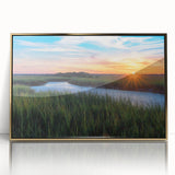 Framed wall art collection featuring a serene marsh landscape with lush greenery and water reflections, presented in an elegant gold frame. Ideal for nature enthusiasts and home decor lovers.