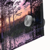 Close-up of a vibrant acrylic glass wall art piece showcasing a stunning marsh landscape with lush greenery and serene water reflections, ideal for nature enthusiasts.