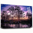 Side view of a marsh and swamp-themed wall art collection, showcasing vibrant acrylic glass design with decorative pins, ideal for nature-inspired decor.