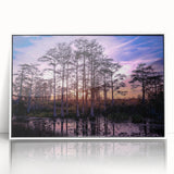 Framed wall art collection showcasing a vibrant marsh landscape with a serene swamp scene, featuring lush greenery and tranquil water, ideal for nature-themed decor.