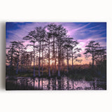 Vibrant stretched canvas wall art featuring a serene marsh landscape with lush greenery and tranquil water reflections, perfect for nature enthusiasts and home decor.