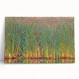 Vibrant stretched canvas artwork depicting a serene marsh landscape with lush greenery and reflective water, perfect for enhancing any nature-themed decor.
