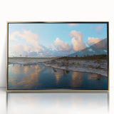 Framed wall art showcasing a vibrant marsh landscape with lush greenery and golden accents, designed to enhance any modern home decor. Perfect for nature lovers.