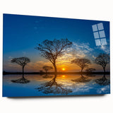 Side view of a landscape wall art piece depicting a vibrant marsh and swamp scene, printed on acrylic glass, showcasing lush greenery and tranquil water reflections. Ideal for nature lovers and home decor enthusiasts.