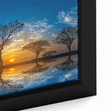 Framed canvas wall art showcasing a vibrant marsh landscape with lush greenery and reflective water, perfect for nature lovers and home decor enthusiasts.