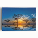 Vibrant stretched canvas wall art depicting a serene marsh landscape scene with lush greenery and soft blue skies, perfect for nature-inspired decor.