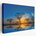 Vibrant stretched canvas wall art depicting a serene marsh landscape with lush greenery and reflective water, perfect for enhancing home decor with nature's tranquility.