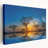 Vibrant stretched canvas wall art depicting a serene marsh landscape with lush greenery and reflective water, perfect for enhancing home decor with nature's tranquility.