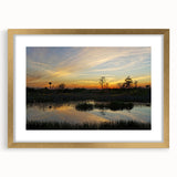 Framed wall art collection showcasing a serene marsh landscape with lush greenery and soft, earthy tones, elegantly bordered in gold matting for a sophisticated touch. This artwork enhances any decor with its tranquil nature theme.