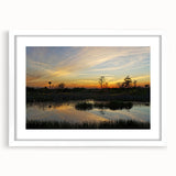 Elegant wall art collection showcasing a serene marsh and swamp landscape design, framed with a white mat for a modern touch. Perfect for nature enthusiasts.