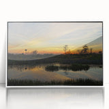 Framed acrylic wall art collection showcasing vibrant marsh and swamp landscapes, featuring rich greens and blues, ideal for nature-inspired home decor.