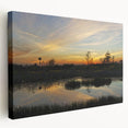 Stretched canvas artwork showcasing a serene marsh landscape with vibrant greens and earthy tones, perfect for adding a natural touch to home decor. Ideal for nature lovers and art enthusiasts seeking tranquil wall art.