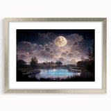 Framed wall art collection displaying a serene marsh landscape with lush greenery and reflections in water, featuring a sleek silver mat for added elegance.