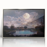 Framed acrylic wall art featuring a vibrant marsh and swamp landscape design, presented in a sleek silver frame, ideal for nature-inspired decor.