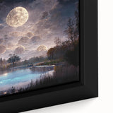 Close-up of a framed canvas wall art piece depicting a serene marsh landscape, showcasing vibrant greens and rich browns, perfect for nature-themed decor.