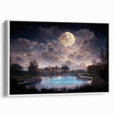 Framed canvas wall art featuring a serene marsh landscape design with vibrant greens and blues, elegantly displayed against a white background, ideal for home décor.