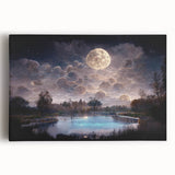Vibrant stretched canvas wall art depicting a serene marsh landscape, showcasing rich greens and blues, perfect for enhancing home decor aesthetics.