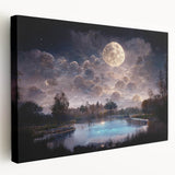 Stretched canvas art showcasing a vibrant marsh landscape with lush greenery and tranquil water reflections, ideal for nature-inspired decor and wall aesthetics.