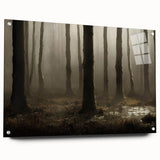 Acrylic glass wall art collection showcasing a vibrant marsh and swamp landscape design, viewed from the side with visible mounting pins, ideal for nature-themed decor.