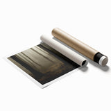 Vibrant rolled print showcasing a serene marsh landscape with rich greens and blues, ideal for nature-themed home decor, presented in protective packaging.